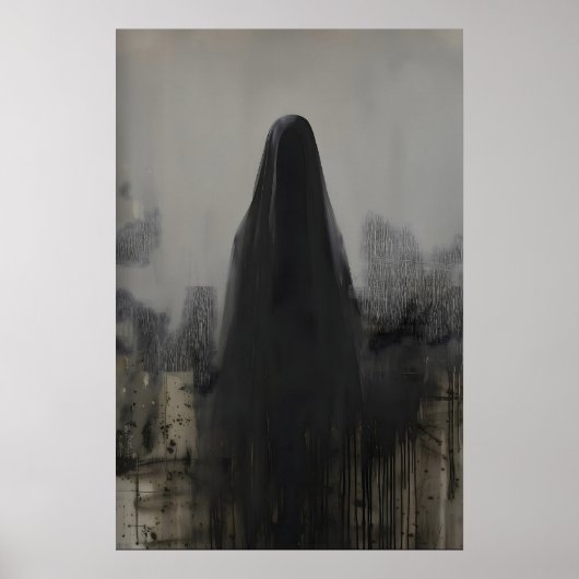 Abstract Veiled Person Gothic Art Printable Poster (Vorne)