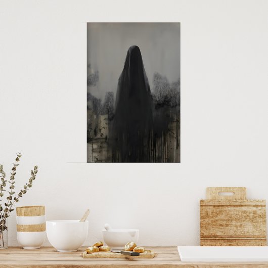 Abstract Veiled Person Gothic Art Printable Poster (Küche)