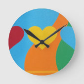 Abstract Vibrant Heart Shapes Round Clock Runde Wanduhr (Vorderseite)