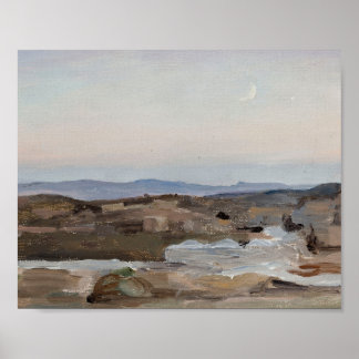 Abstract vintage landscape sunset art print poster