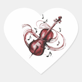 Abstract violin heart-shaped stickers