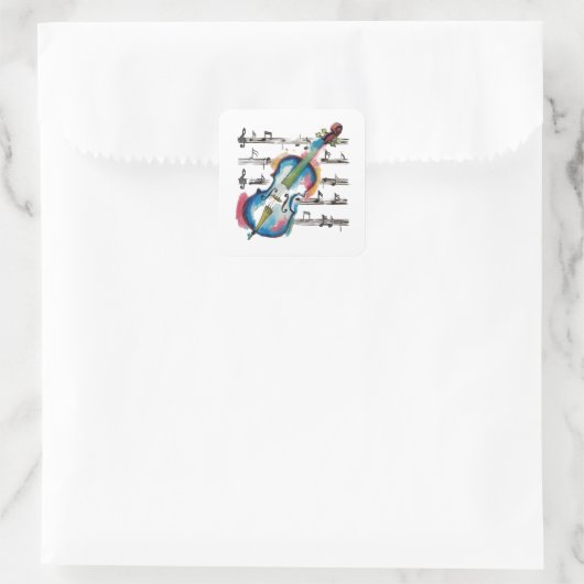 Abstract Violin Square Sticker (Tasche)