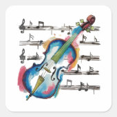 Abstract Violin Square Sticker (Vorderseite)