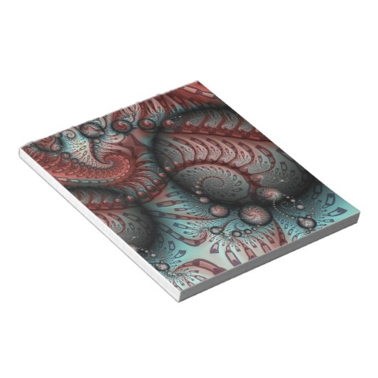 Abstract Vivid Fantasy Fractal Art Brown Blue Notizblock (angewinkelt)