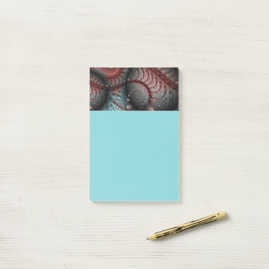 Abstract Vivid Fantasy Fractal Art Brown Blue Post-it Klebezettel (Auf Schreibtisch)