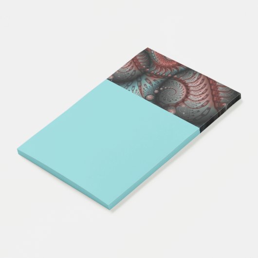 Abstract Vivid Fantasy Fractal Art Brown Blue Post-it Klebezettel (angewinkelt)