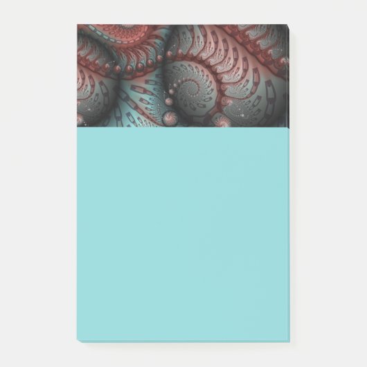 Abstract Vivid Fantasy Fractal Art Brown Blue Post-it Klebezettel (Vorderseite)