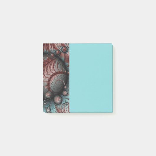 Abstract Vivid Fantasy Fractal Art Brown Blue Post-it Klebezettel (Vorderseite)