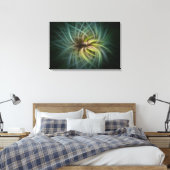 ABSTRACT VORTEX-BLUMEN-KUNST – TEALGRÜN DIGITAL LEINWANDDRUCK (Insitu (Schlafzimmer))