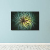 ABSTRACT VORTEX-BLUMEN-KUNST – TEALGRÜN DIGITAL LEINWANDDRUCK (Insitu (Holzboden))