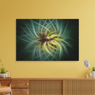 ABSTRACT VORTEX-BLUMEN-KUNST – TEALGRÜN DIGITAL LEINWANDDRUCK