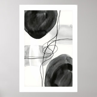 Abstract Wall Art Print Graphite Circles and Fine Poster