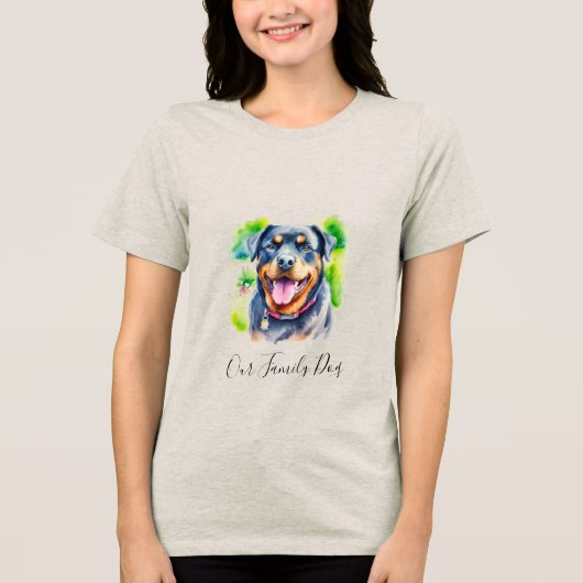 Abstract Water Color Rottweiler Family Pet Tri-Blend Shirt (Vorderseite)