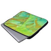 Abstract Watercolor Art in Green Laptop Cover (Vorne Knopf)