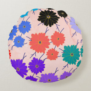 Abstract watercolor background with flowers design rundes kissen