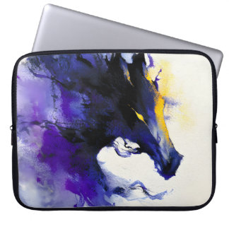 Abstract Watercolor Black Horse Portrait Laptopschutzhülle