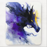 Abstract Watercolor Black Horse Portrait Mousepad<br><div class="desc">Mystic abstract watercolor portrait of a powerful black horse,  flowing in deep shades of purple with luminous golden accents.</div>