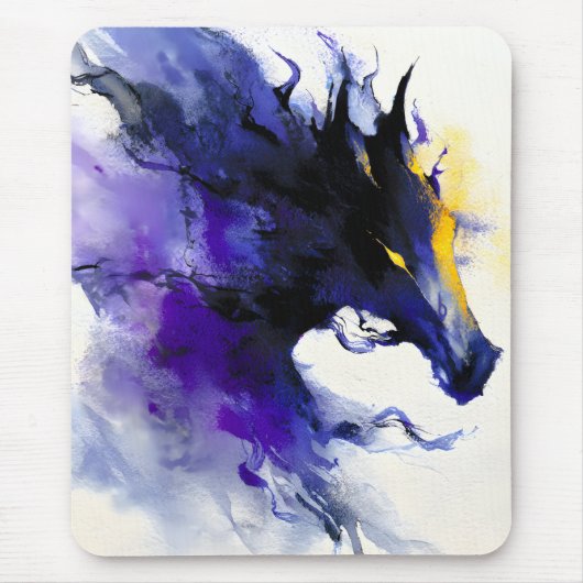 Abstract Watercolor Black Horse Portrait Mousepad (Vorne)