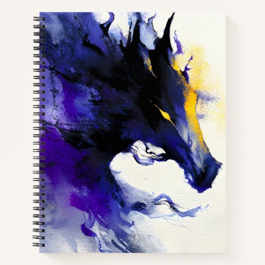 Abstract Watercolor Black Horse Portrait Notizblock (Vorderseite)
