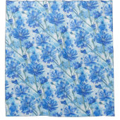 Abstract Watercolor Blue and White Flowers Duschvorhang (Vorderseite)