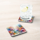 Abstract Watercolor Florals Coaster Getränkeuntersetzer (Rechte Seite)