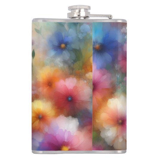 Abstract Watercolor Florals Flask Flachmann (Rückseite)
