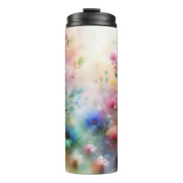 Abstract Watercolor Florals Thermal Tumbler Thermosbecher