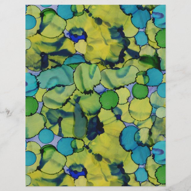 Abstract Watercolor Green Teal Blue Paper Sheet (Vorderseite)