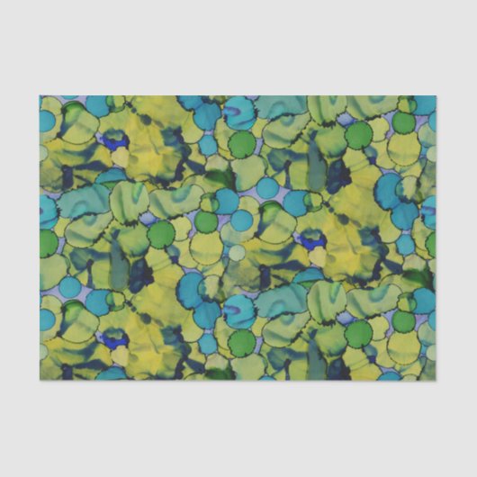 Abstract Watercolor Green Teal Blue Tissue Paper Seidenpapier (Vorderseite)