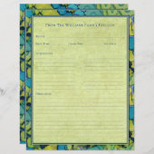 Abstract Watercolor Green Teal Recipe Paper Sheet (Vorne/Hinten)