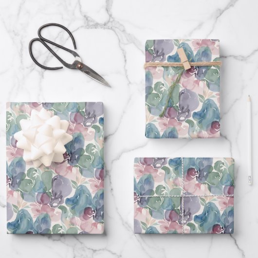 Abstract Watercolor Pattern Teal Mauve Pink Geschenkpapier Set (Vorderseite)