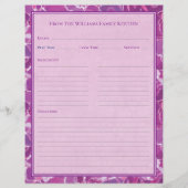 Abstract Watercolor Purple Pink Recipe Paper Sheet (Rückseite)
