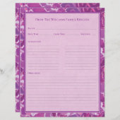 Abstract Watercolor Purple Pink Recipe Paper Sheet (Vorne/Hinten)
