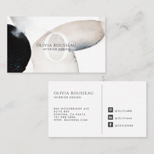 Abstract Watercolor Shapes Interior Designer Visitenkarte (Vorne/Hinten)
