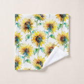 Abstract Watercolor Sunflowers Seamless Pattern  Badhandtuch Set (Waschlappen)