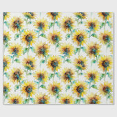 Abstract Watercolor Sunflowers Seamless Pattern  Geschenkpapier (Flach)