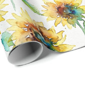 Abstract Watercolor Sunflowers Seamless Pattern  Geschenkpapier (Rolleneckpunkt)
