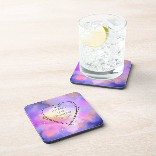 Abstract Watercolor Surreal Space Clouds Wedding Untersetzer (Rechte Seite)