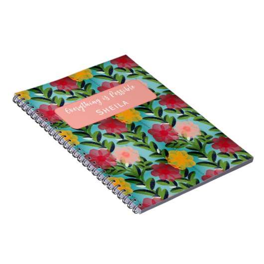 Abstract Watercolour Florals Notebook Blue Notizblock (Rechte Seite)