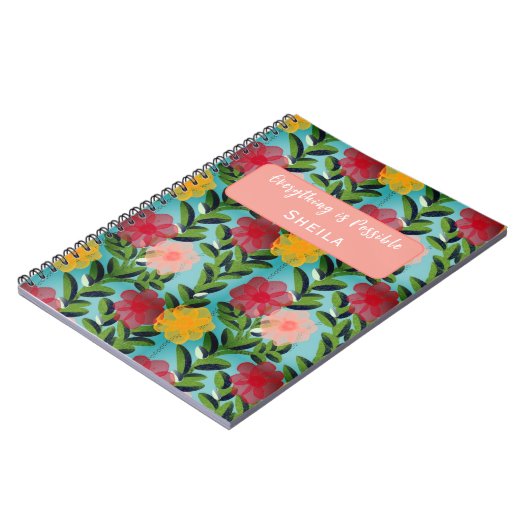 Abstract Watercolour Florals Notebook Blue Notizblock (Linke Seite)
