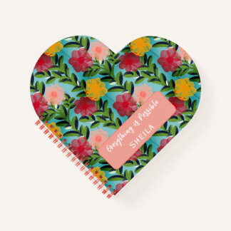 Abstract Watercolour Florals Notebook Blue Notizblock