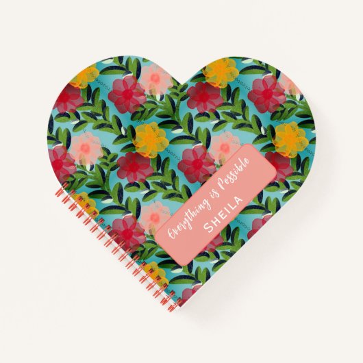 Abstract Watercolour Florals Notebook Blue Notizblock (Vorderseite)