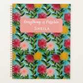 Abstract Watercolour Florals Notebook Blue Planer (Vorderseite)