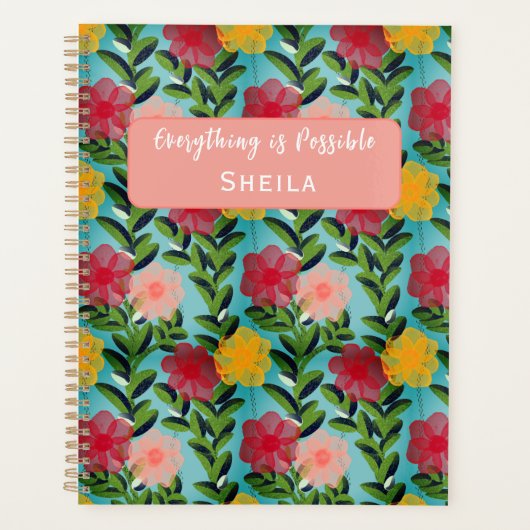 Abstract Watercolour Florals Notebook Blue Planer (Vorderseite)