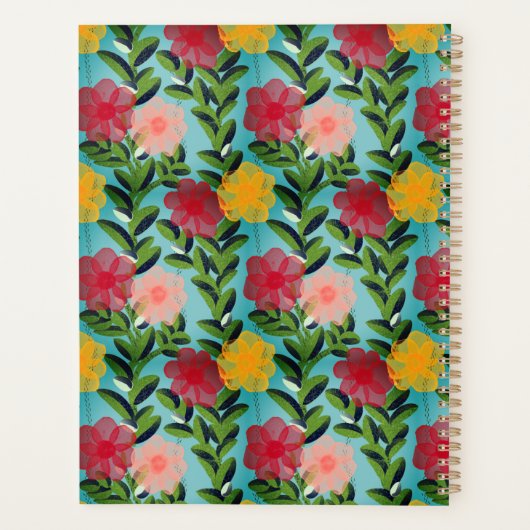 Abstract Watercolour Florals Notebook Blue Planer (Rückseite)