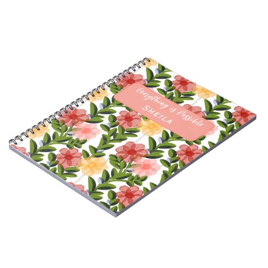 Abstract Watercolour Florals Notebook Notizblock (Linke Seite)