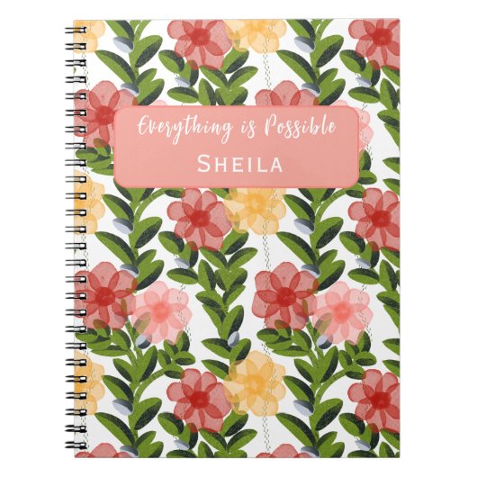 Abstract Watercolour Florals Notebook Notizblock (Vorderseite)