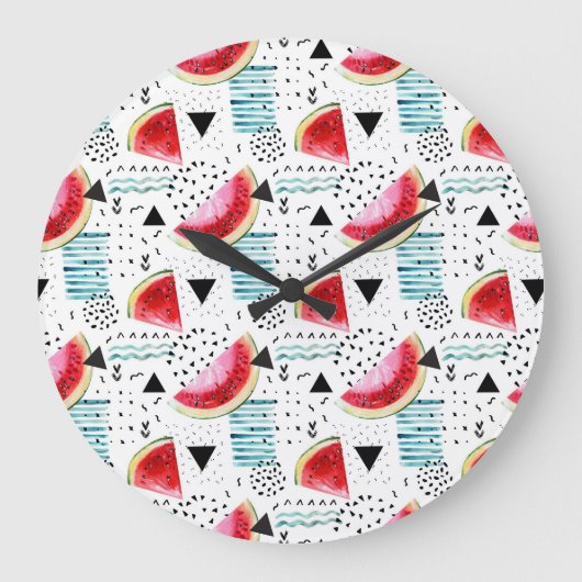Abstract Watermelon Pattern Große Wanduhr (Vorderseite)