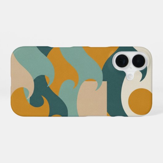 Abstract Wave and Sun iPhone 16 Hülle (Rückseite (Horizontal))