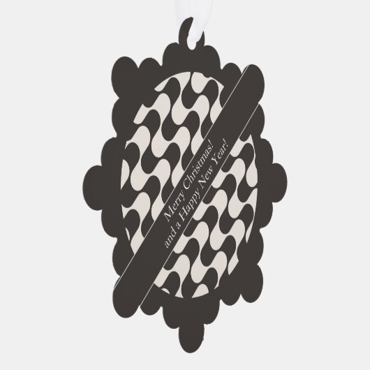 Abstract Waves Black and White with Text Ornament Karte (Rechts)